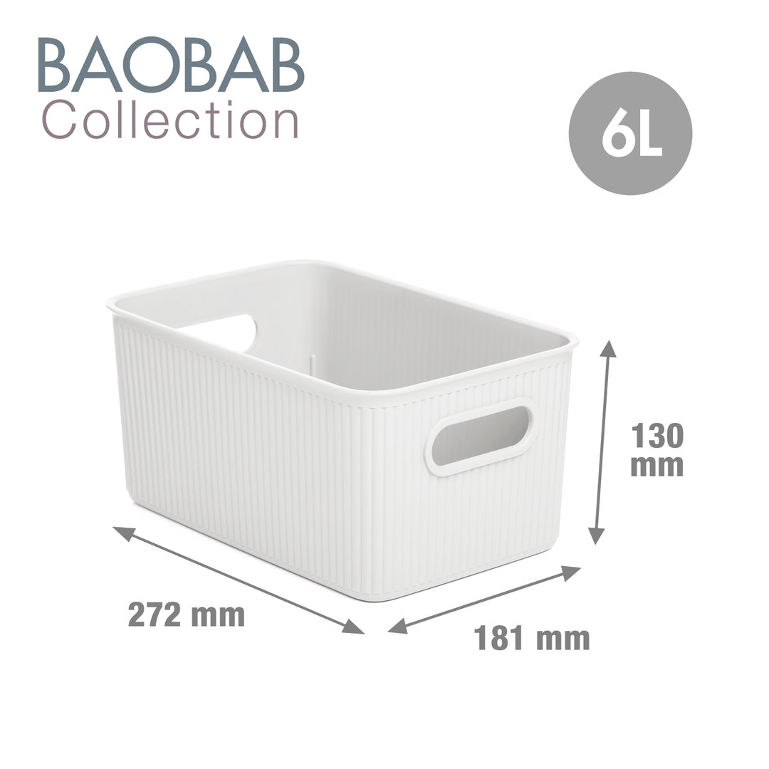 TATAY Baobab - Set de 4 Cajas Organizadoras Grandes Plástico PP05. Blanco Pergamon