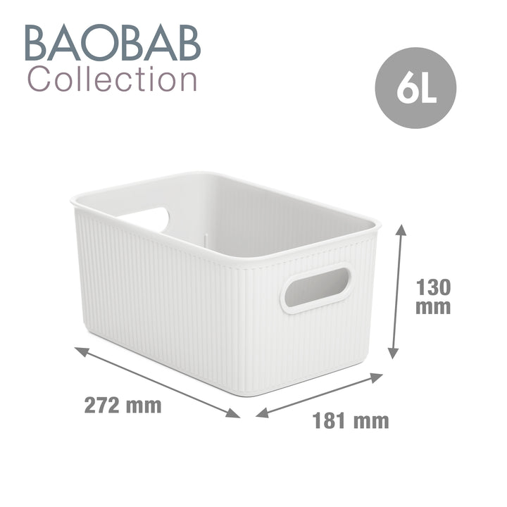 TATAY Baobab - Set de 4 Cajas Organizadoras Grandes Plástico PP05. Blanco Pergamon