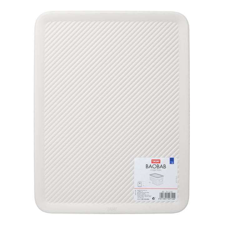 TATAY Baobab - Tapa Caja Organizadora Rectangular 15/22L Plástico PP05. Blanco Pergamon