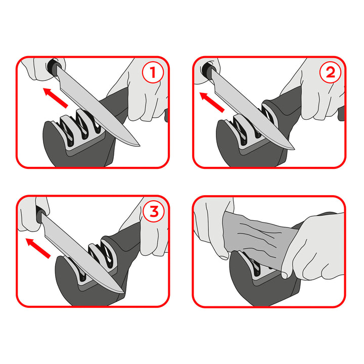 3 Claveles - Afilador de Cuchillos de 3 Pasos con Mango Ergonómico