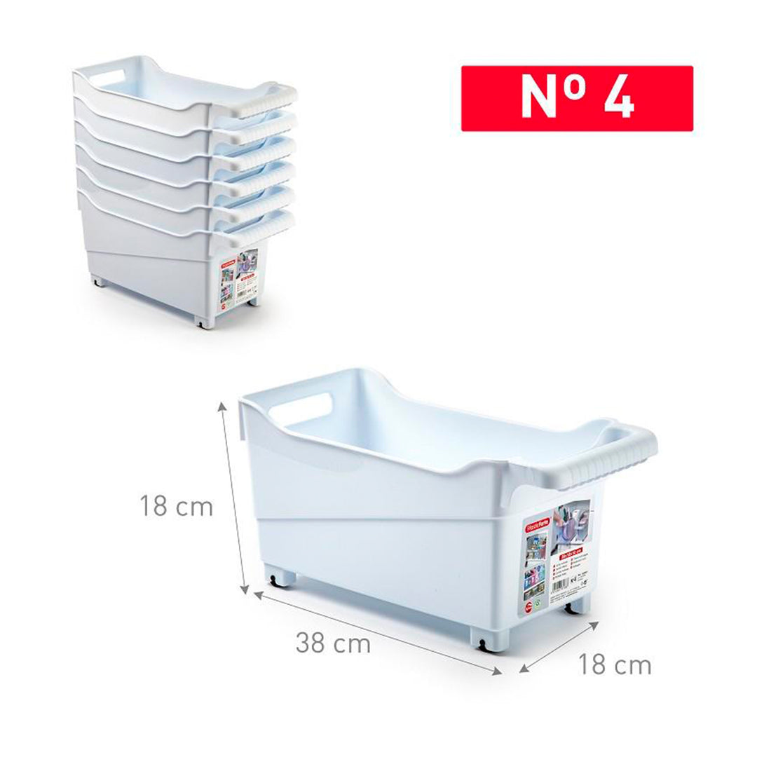 Plastic Forte - Cesta Organizadora con Ruedas Nº 4. Ideal Bajo Fregadero. Blanco