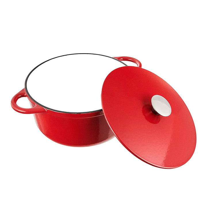 IBILI - Cocotte Redonda de Hierro Fundido Esmaltado 3.9L  Apta Vitro e Inducción. Rojo