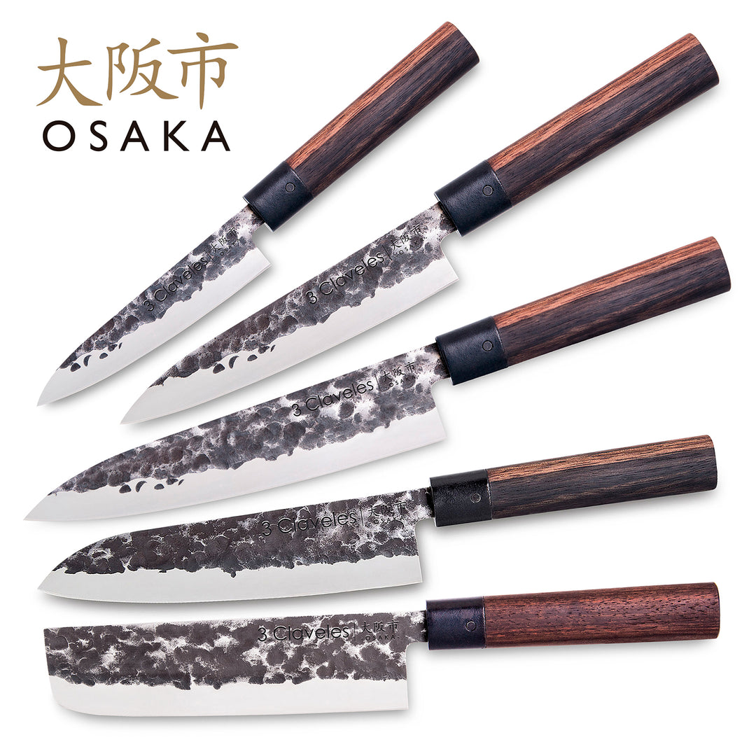 3 Claveles Osaka - Cuchillo Verduras 13.5 cm de Estilo Asiático Forjado a Mano