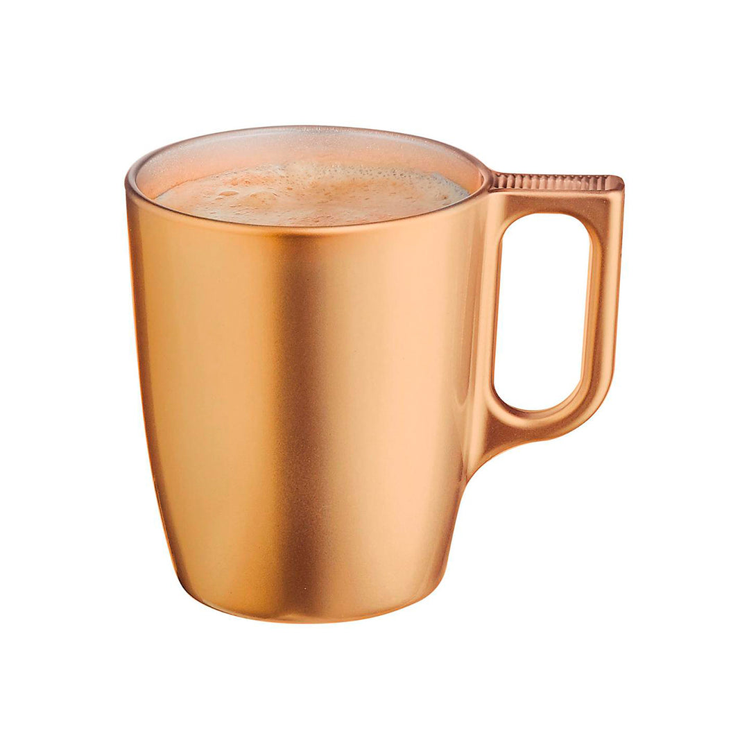 Luminarc Flashy - Juego de 4 Tazas de Desayuno de 25 cl en Vidrio Templado. Neo Gold