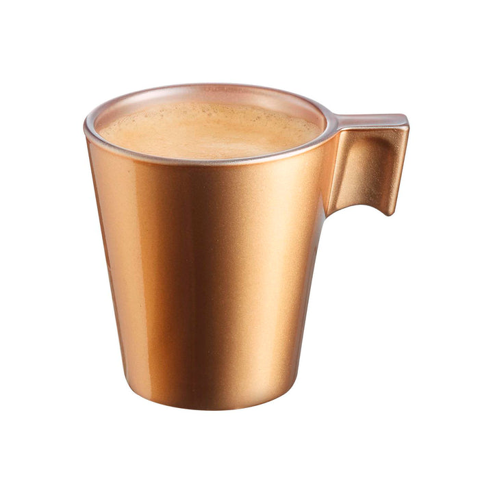 Luminarc Flashy - Juego de 4 Tazas de Café de 8 cl en Vidrio Templado Metalizado. Neo Gold