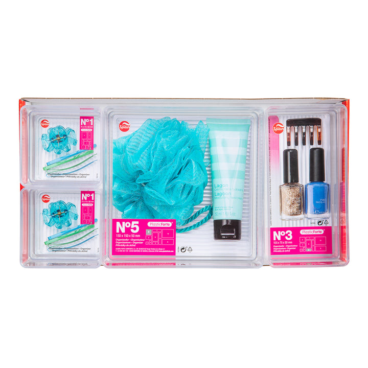 Plastic Forte - Set de 4 Bandejas Organizadoras Transparentes para Cajones. Ideal Baño