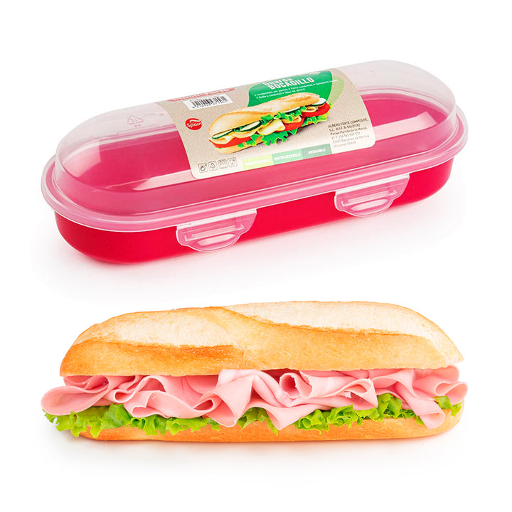 Plastic Forte - Pack de Porta Bocadillos y Porta Sándwich Reutilizables. Fucsia