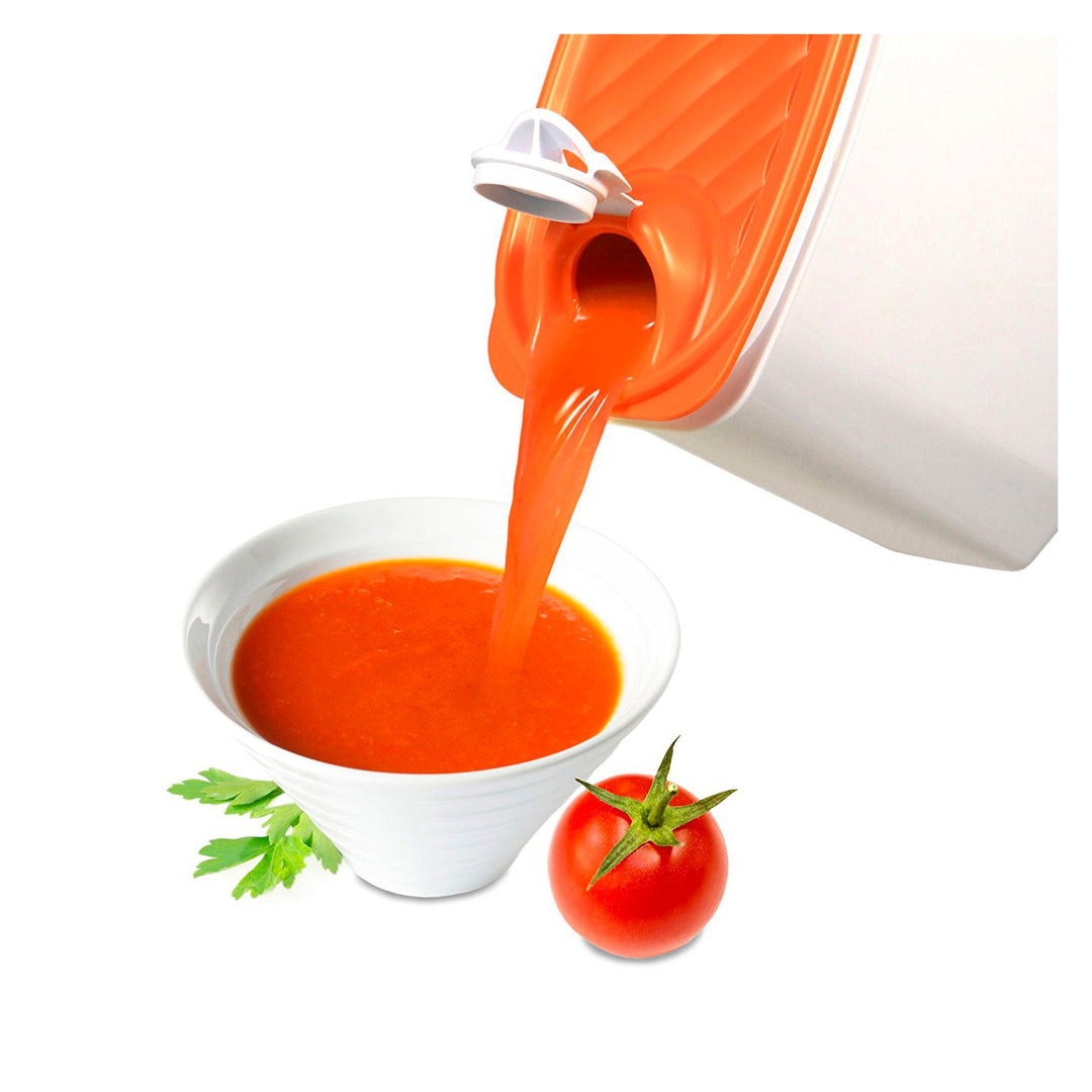 TATAY - Recipiente Porta Gazpacho Hermético 2L con Tapón Vertedor. Naranja