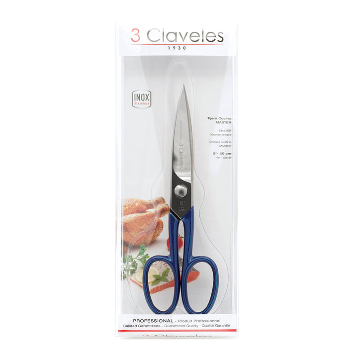 3 Claveles Master - Tijeras de Cocina Profesionales de 8" 20 cm, Acero Forjado en Caliente