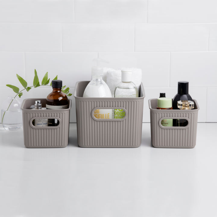 TATAY Baobab - Tapa Caja Organizadora Rectangular 5L Plástico PP05. Taupe