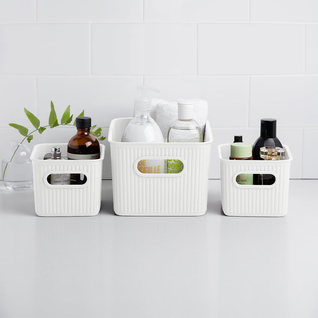 TATAY Baobab - Set de 2 Cajas Organizadoras 15L con Tapa en Plástico PP05. Blanco Pergamon