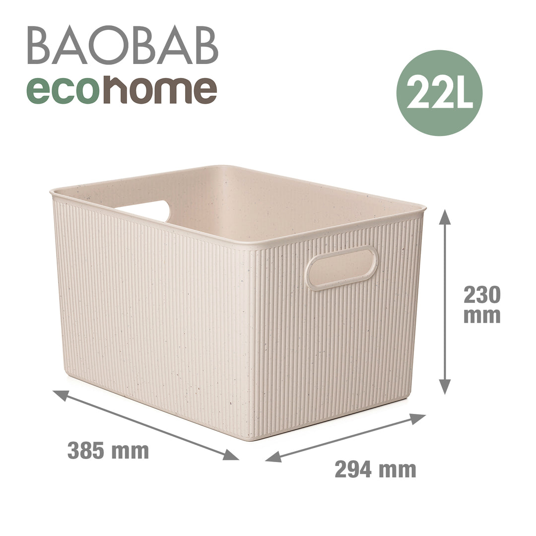 TATAY 7010438 - Cesta de Ordenación Rectangular Tamaño XL de 22L Baobab EcoHome