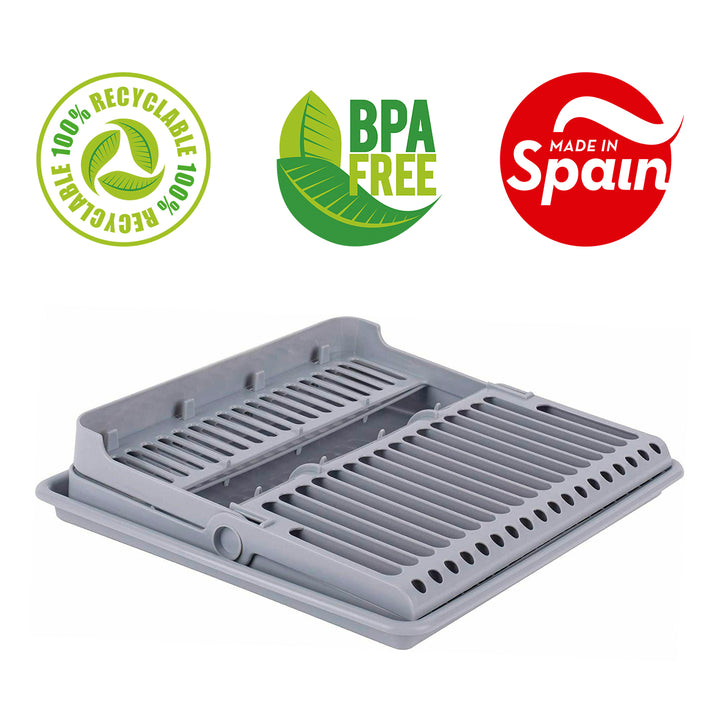 Plastic Forte - Escurreplatos Plegable de 2 Niveles con Bandeja Recogedora. Blanco