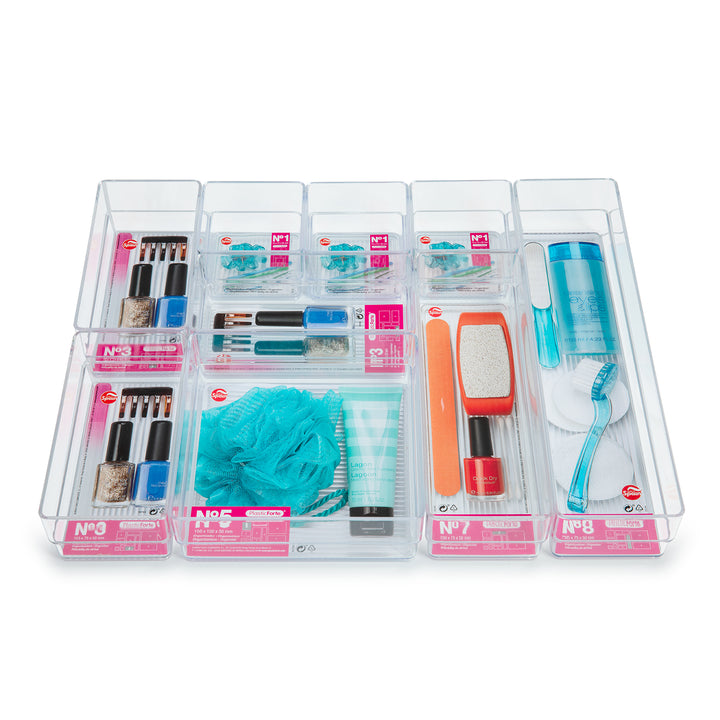 Plastic Forte - Set de 5 Bandejas Organizadoras Transparentes para Cajones. Ideal Baño