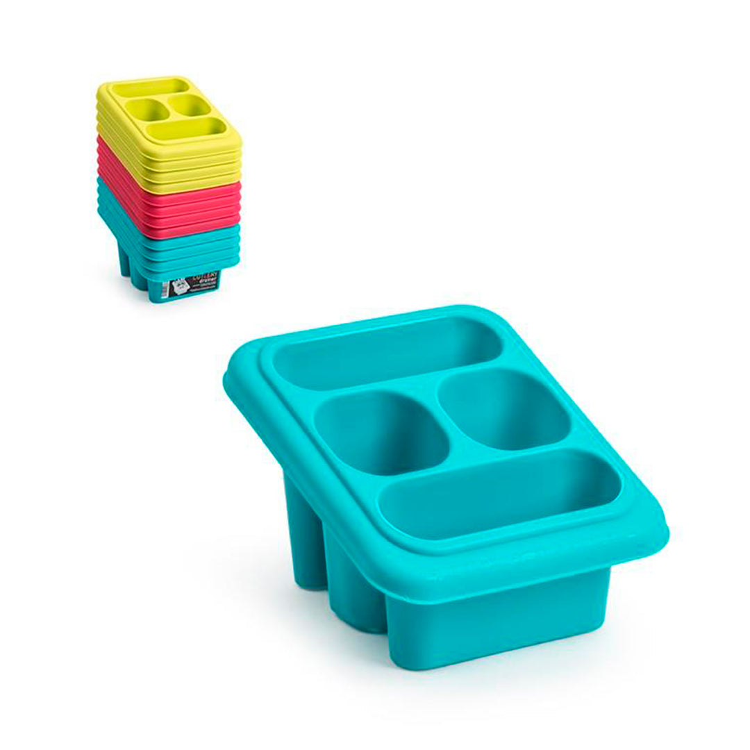 Plastic Forte Square - Set de 2 Escurridores de Cubiertos con 4 Compartimentos. Marron