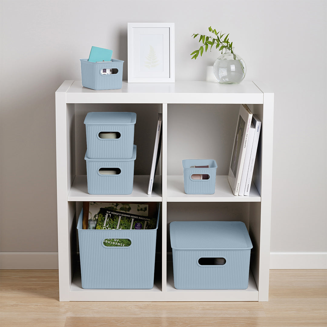 TATAY Baobab - Tapa Caja Organizadora Rectangular 15/22L Plástico PP05. Azul Mist