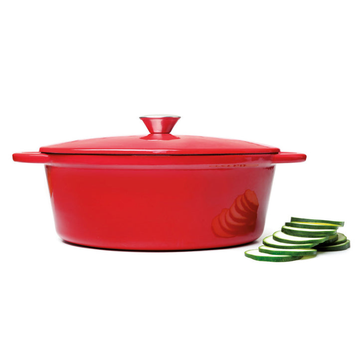 IBILI - Cocotte Redonda de Hierro Fundido Esmaltado 2.7L  Apta Vitro e Inducción. Rojo