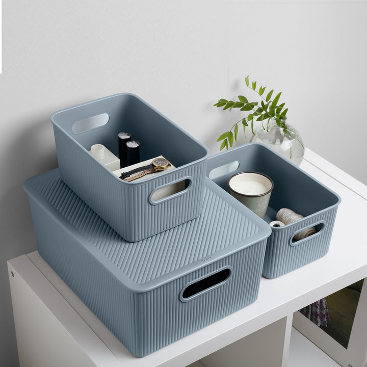 TATAY Baobab - Caja Organizadora Rectangular 15L Plástico PP05. Azul Mist