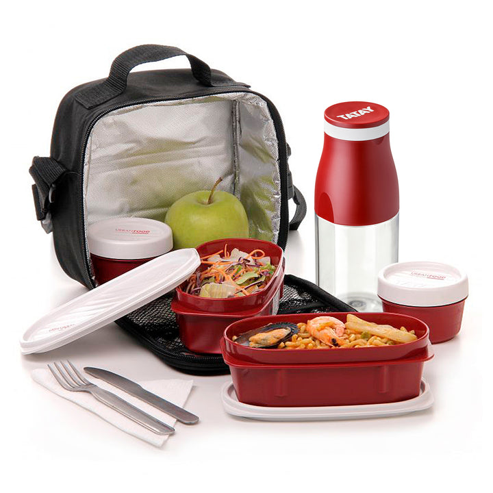 TATAY Urban Food Casual - Bolsa Térmica Porta Alimentos 3L con Recipientes, Black Edition