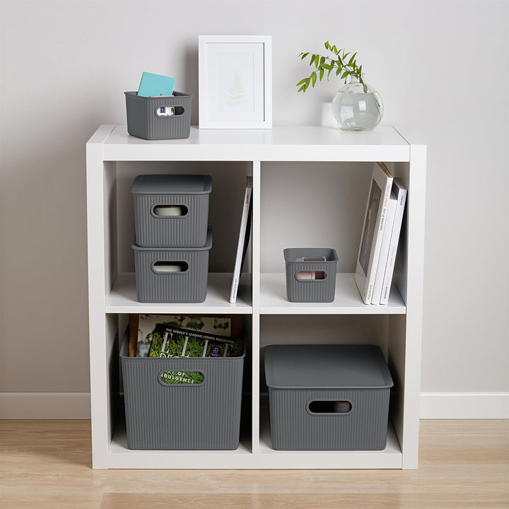 TATAY Baobab - Caja Organizadora Rectangular 15L Plástico PP05. Gris Antracita