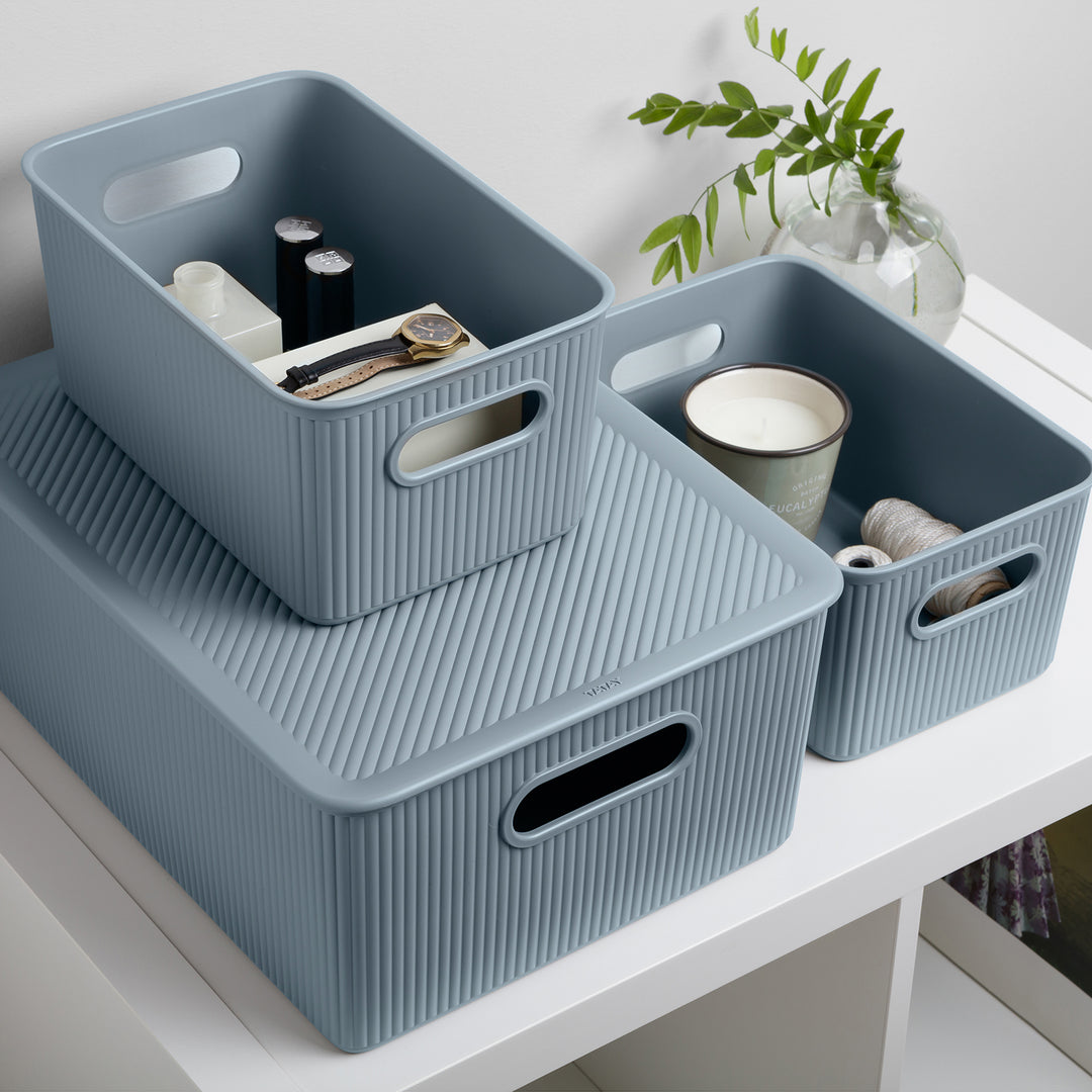 TATAY Baobab - Caja Organizadora Rectangular 22L Plástico PP05. Azul Mist