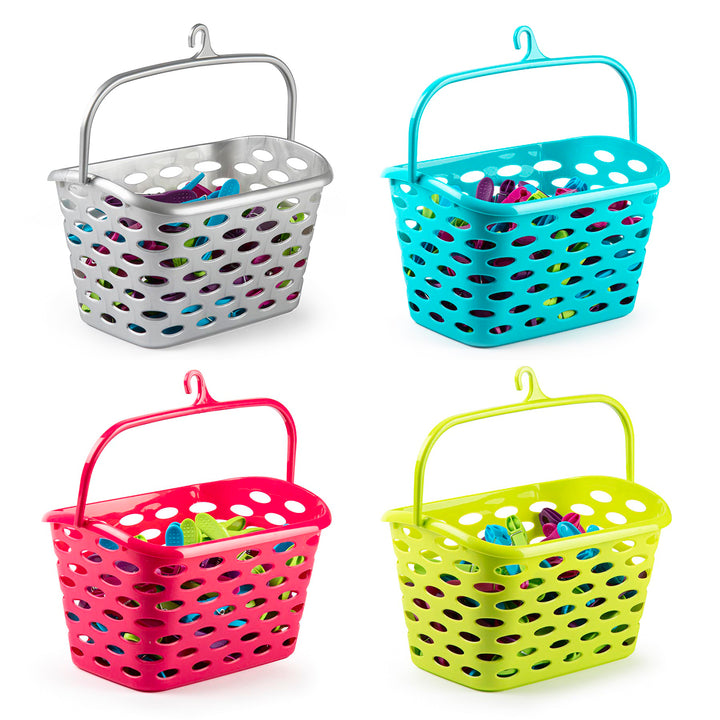 Plastic Forte Neo - Juego de 48 Pinzas para la Ropa con Cesta Aire Incluida. Rosa