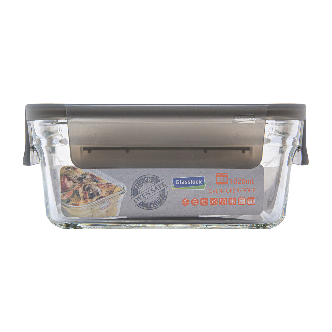 Glasslock Oven Smart - Recipiente Rectangular 1L en Vidrio Templado. Apto Horno