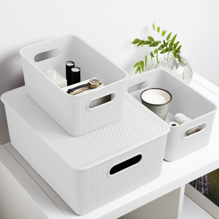 TATAY Baobab - Set de 4 Cajas Organizadoras Grandes Plástico PP05. Blanco Pergamon