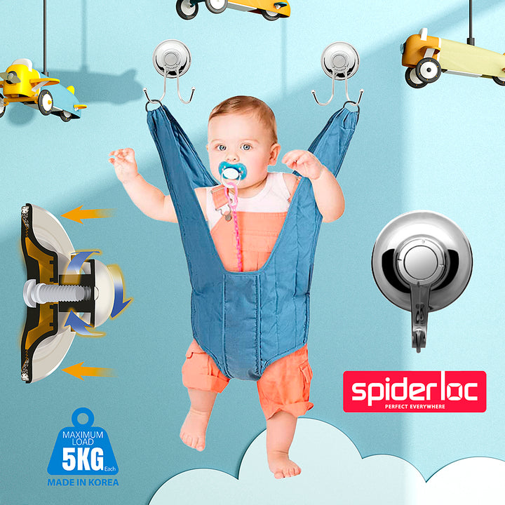 SPIDERLOC - Juego de 2 Colgadores en ABS Cromado con Ventosas de Succión por Vacío