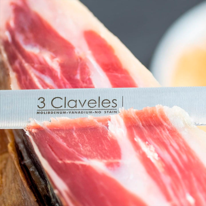 3 Claveles 01702 - Estuche para Corte de Jamón. Incluye 3 Cuchillos, Chaira y Estuche