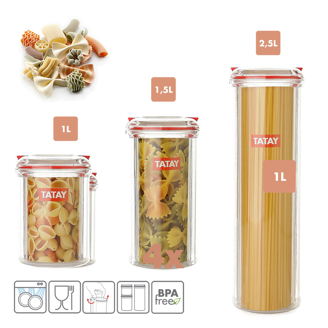 TATAY - Bote de Cocina 2.5L para Alimentos en Seco con Cierre de Seguridad