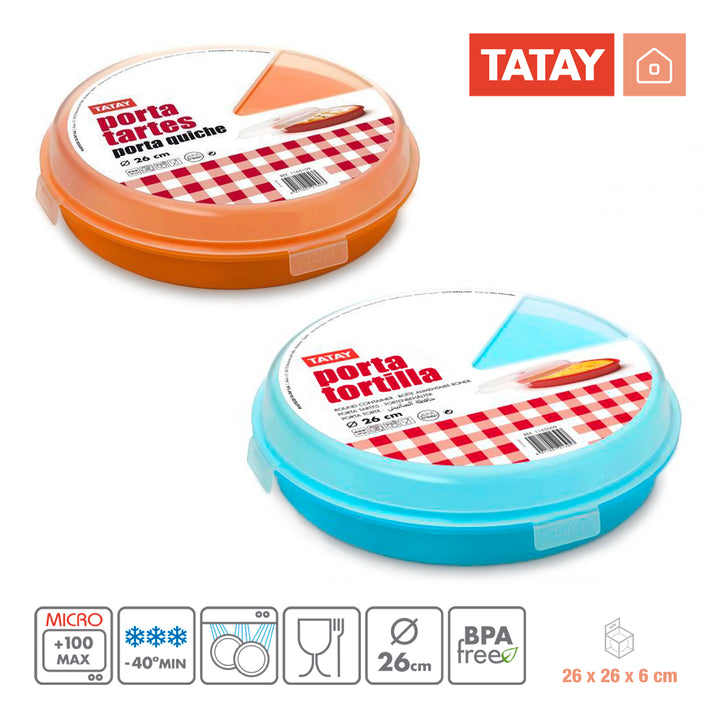 Tatay 1165109 - Contenedor Redondo de 26 cm Porta Tartas y Porta Tortillas Azul