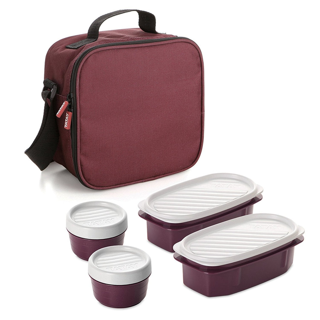 TATAY Urban Food Casual - Bolsa Térmica Porta Alimentos 3L con Recipientes, Burdeos