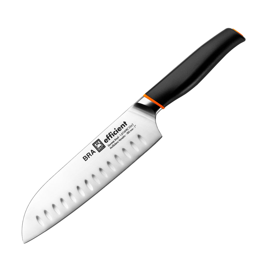 BRA Efficient - Cuchillo Profesional Santoku 18 cm Acero Alemán 4116 Krupp