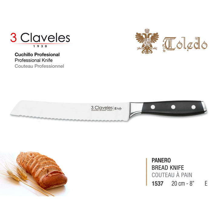 3 Claveles Toledo - Juego de 5 Cuchillos Cocina Ash Forjados a Mano