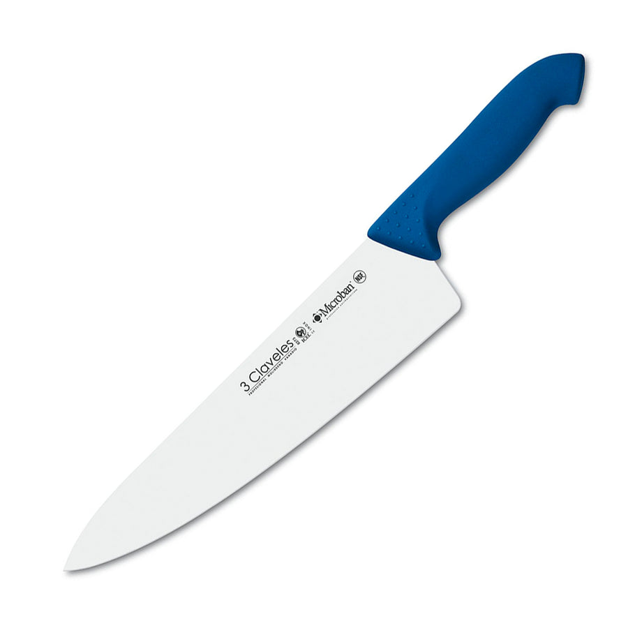 3 Claveles Proflex - Cuchillo Profesional Cocinero Ancho 30 cm Microban. Azul