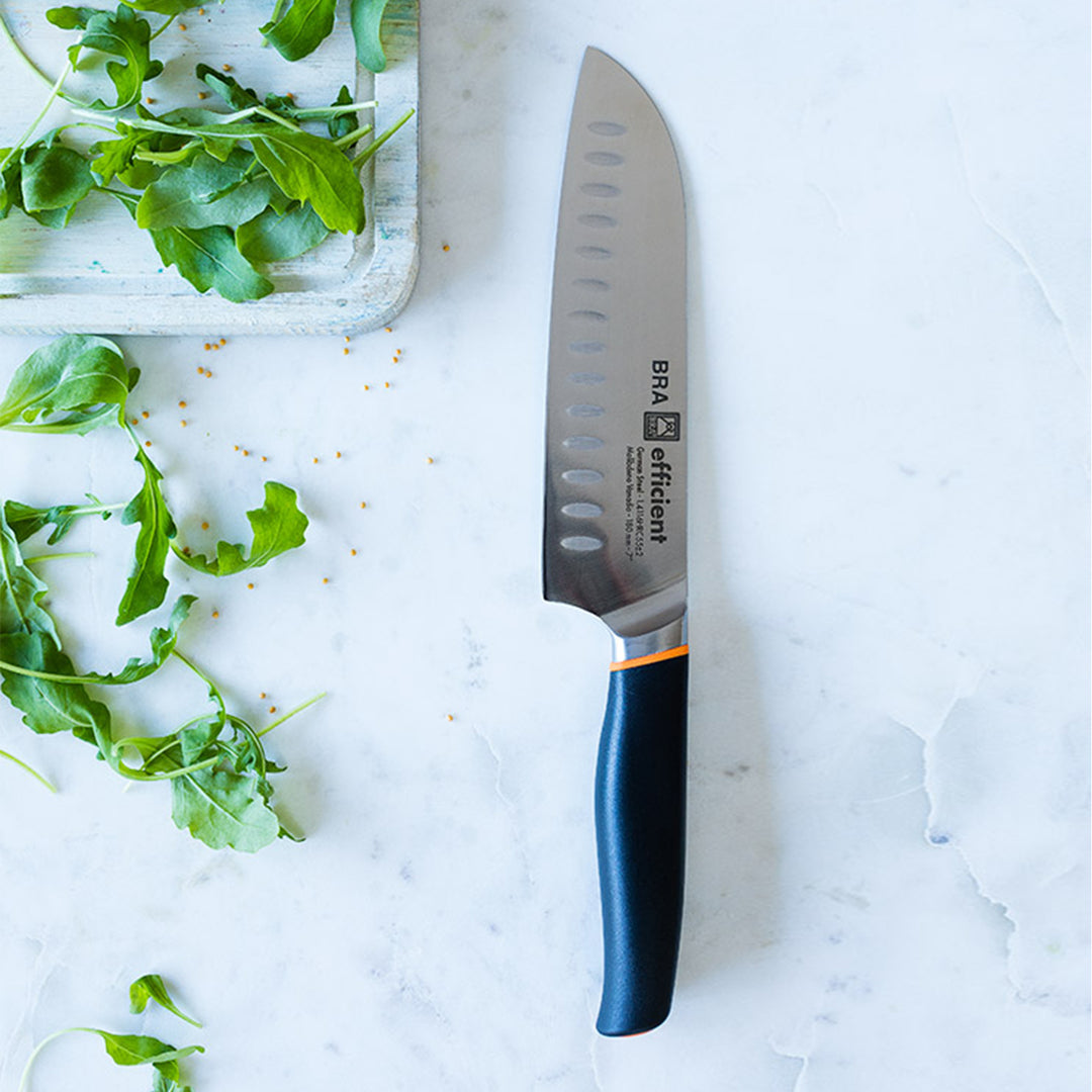 BRA Efficient - Cuchillo Profesional Santoku 18 cm Acero Alemán 4116 Krupp