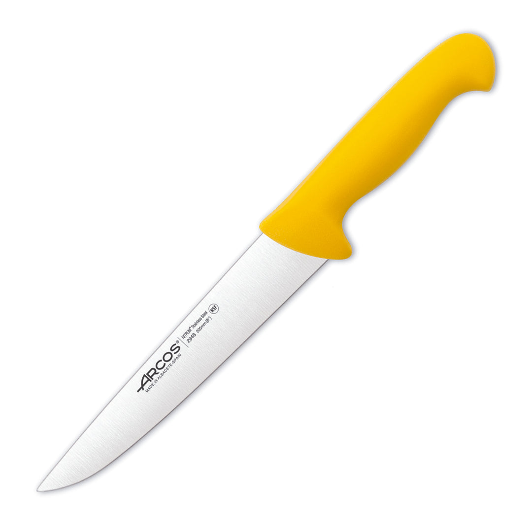 ARCOS Serie 2900 - Cuchillo Profesional Carnicero Recto 20 cm Acero NITRUM. Amarillo