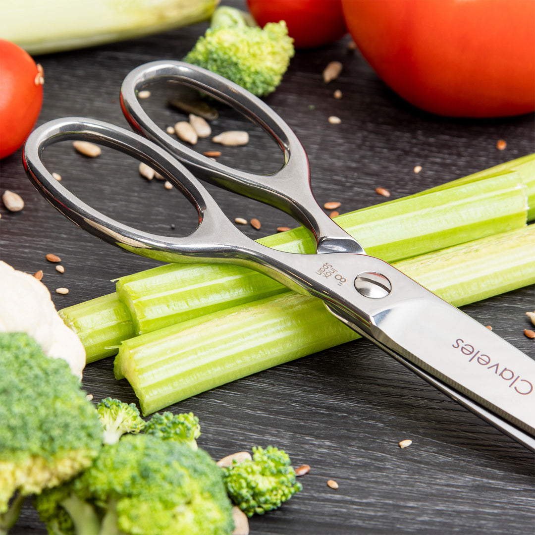 3 Claveles Gastro - Tijeras de Cocina Profesionales 8" 20 cm, Acero Forjado en Caliente