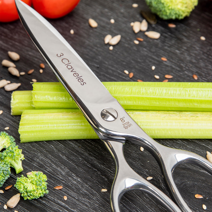 3 Claveles Gastro - Tijeras de Cocina Profesionales 8" 20 cm, Acero Forjado en Caliente